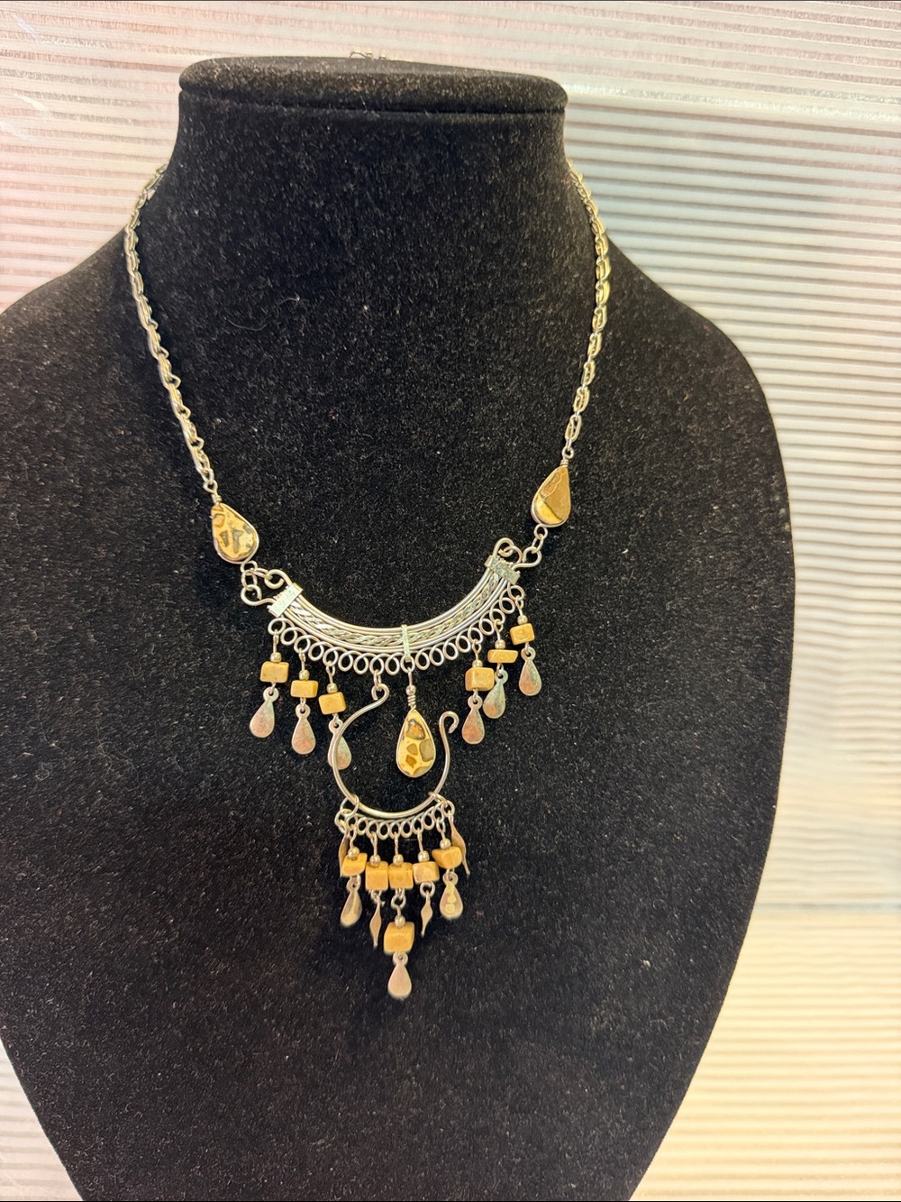 Source Unknown Gold and Silver Bohemian Dangle Necklace